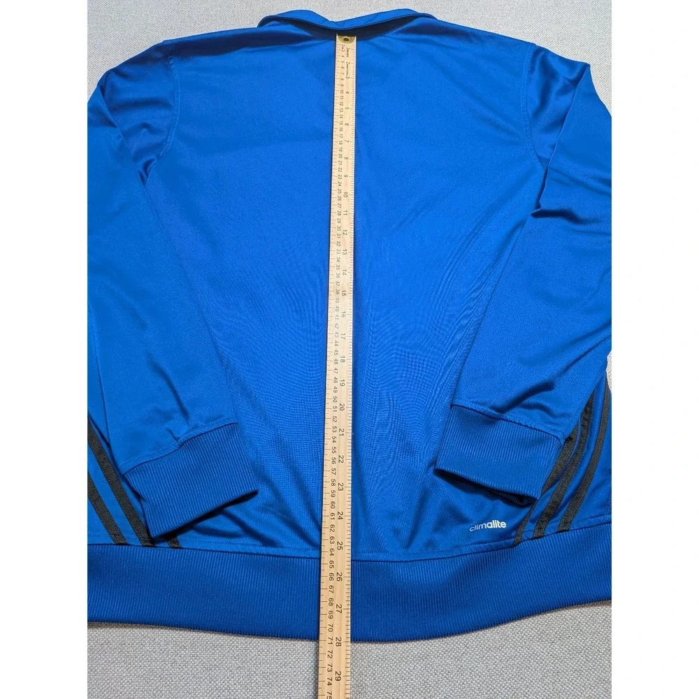Adidas Climalite Track Jacket Mens L Royal Blue Black 3-Stripe Full Zip Gym